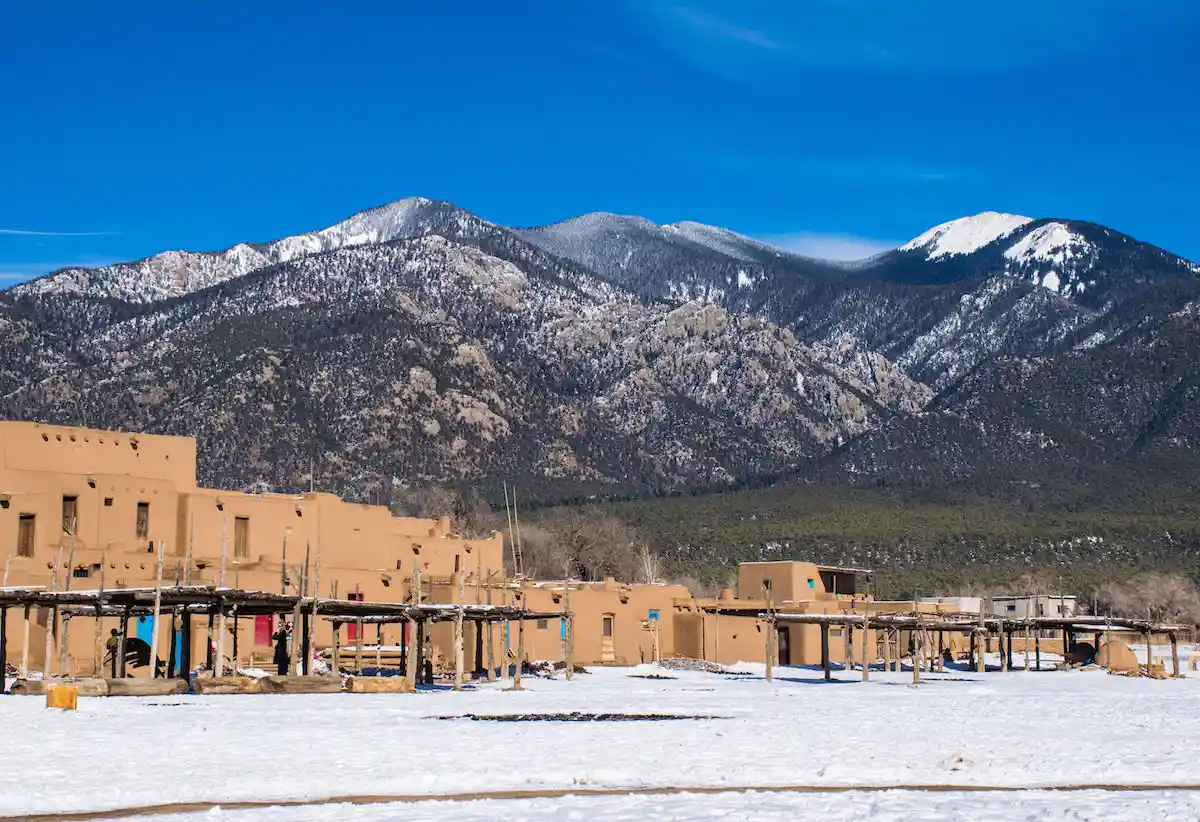 Taos New Mexico in winter